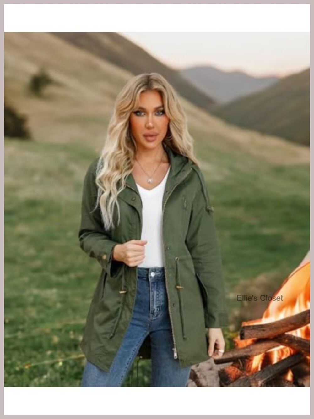 Women's Cotton Anorak Utility Jacket Hooded Zip Up Fall Casual Coat - Picture 4 of 6